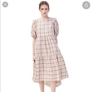Never worn plaid cotton tiered dress